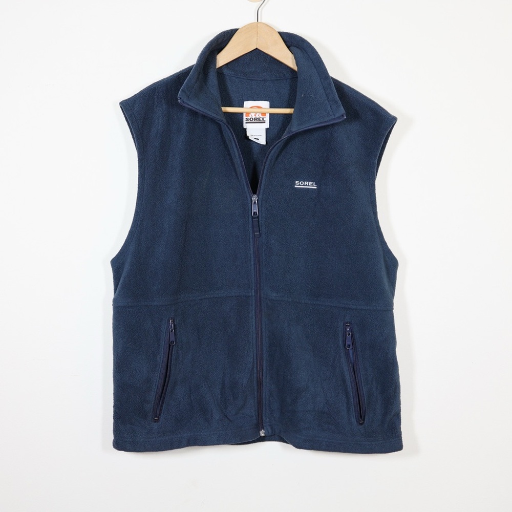 Sorel Mens‎ Navy Blue Full Zip Fleece Vest L Outdoor Layer Quiet Luxury Fall